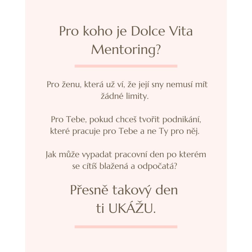 Dolce Vita Mentoring s Bárou Severin